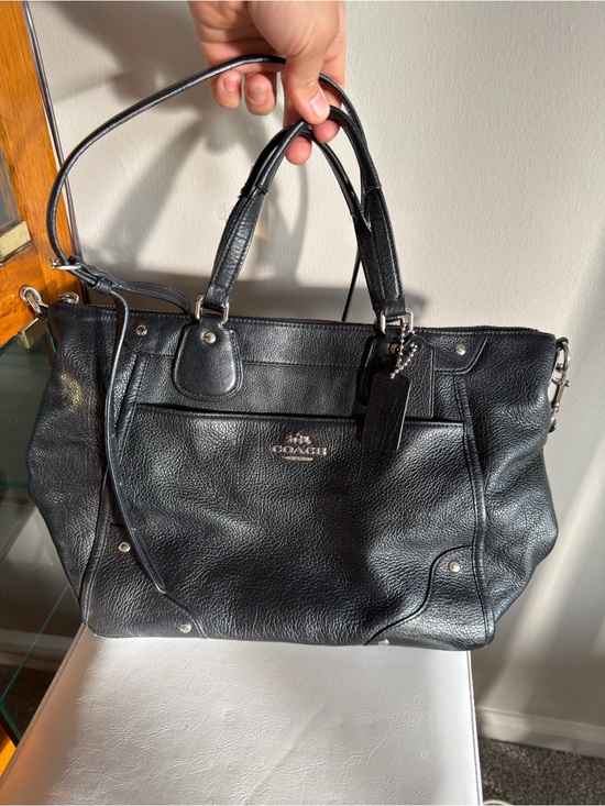 Coach Handbags - Coach Black Pebbled Leather Tote with Removable Strap
